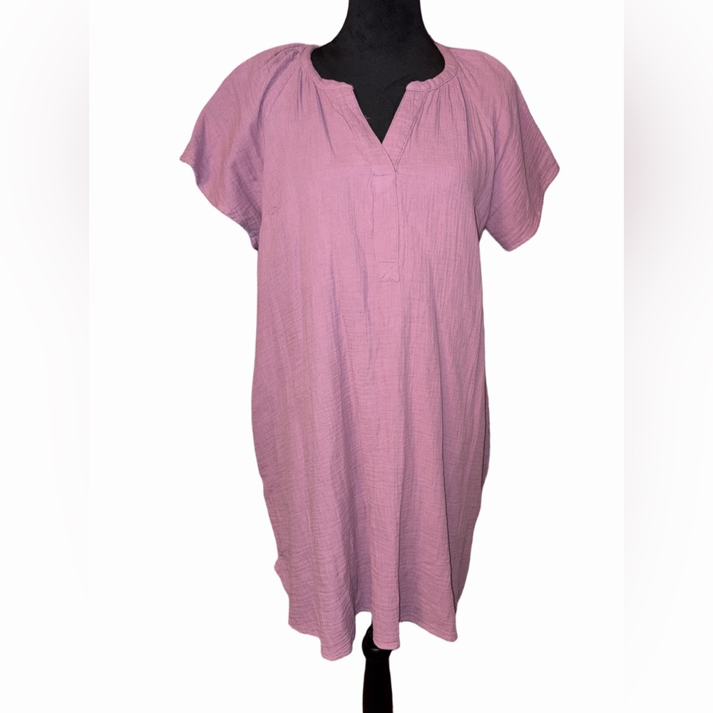 Universal Thread Pink Cotton Gauze Tunic Top L Pockets